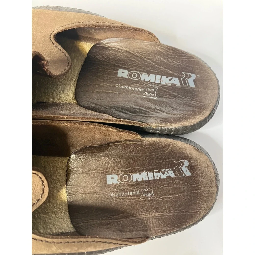 Romika Leather Clogs Mens 46 Brown Good Slip On Mules Comfort Shoes